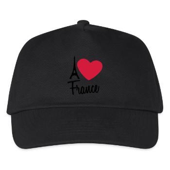 I Love France Eiffel Tower Paris - Casquette de baseball Enfant - noir - Devant