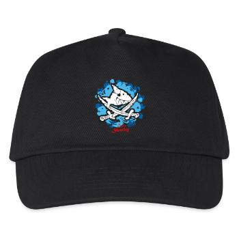 Käpt'n Sharky Flagge Haifisch blauer Hintergrund - Kinder Basecap - Schwarz - Vorne