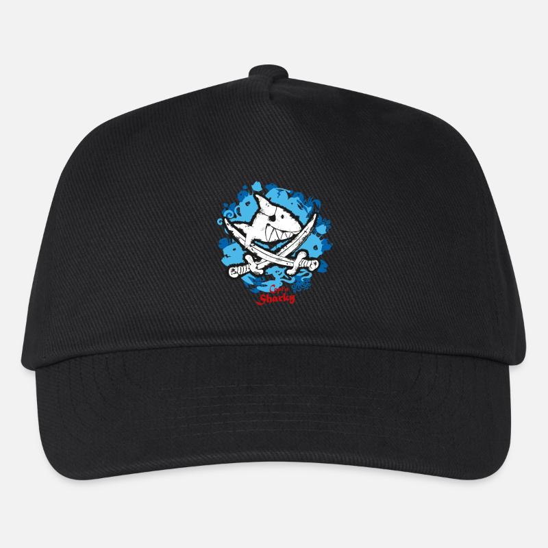 Käpt'n Sharky Flagge Haifisch blauer Hintergrund - Kinder Basecap - Schwarz