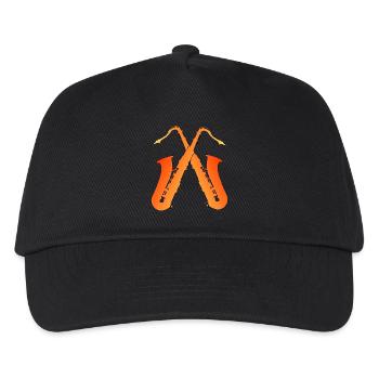 Saxofone / Orange - Kinder Basecap - Schwarz - Vorne
