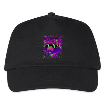 Popstar Neon Katzen Illustration - Kinder Basecap - Schwarz - Vorne