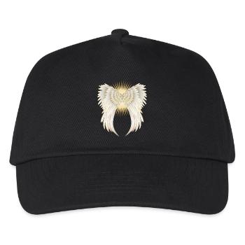 white golden angel wings with shining star - Kids’ Baseball Cap - black - Front