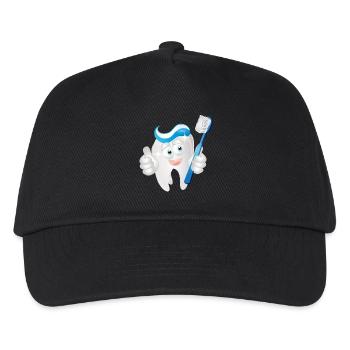 radiant white tooth with toothpaste as a comic - Kids’ Baseball Cap - black - Front