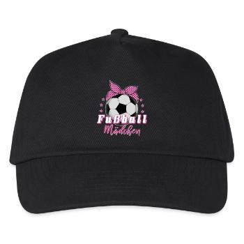 Fußball Mädchen Frauenfußball Fußballerin Geschenk - Kinder Basecap - Schwarz - Vorne