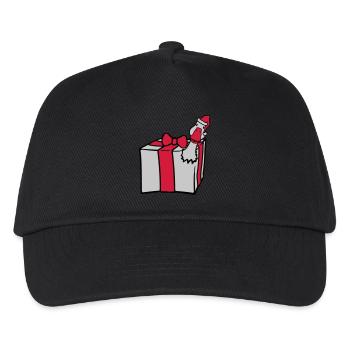 Goose bursts out of gift - Kids’ Baseball Cap - black - Front