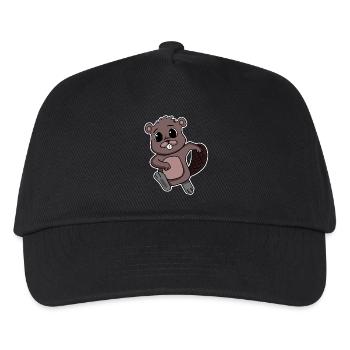 Biber Nagetier Tier Liebe - Kinder Basecap - Schwarz - Vorne