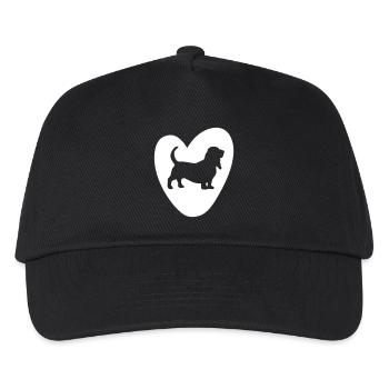 Herz Hush Puppie Vektor Hund Tierliebe Liebe Love - Kinder Basecap - Schwarz - Vorne