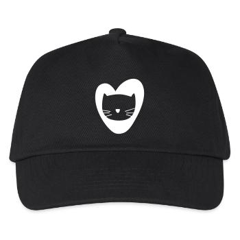 Herz Katzenkopf Katze Vektor Tierliebe Fan Liebe - Kinder Basecap - Schwarz - Vorne