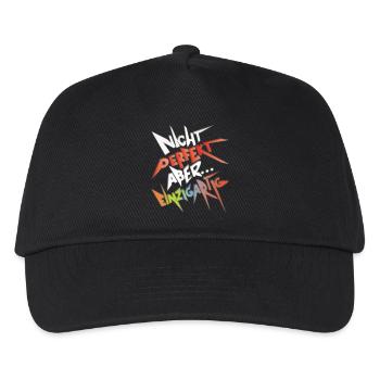 Witziger Spruch - Nicht perfekt aber einzigartig - Kinder Basecap - Schwarz - Vorne