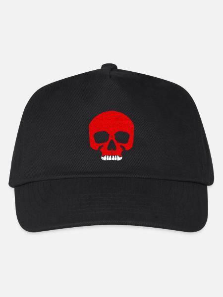 Roter Totenkopf mit Rissmuster / Schädel - Kinder Basecap - Schwarz