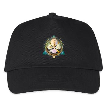 Amulett mit goldenem Baum und Natur Elementen - Kinder Basecap - Schwarz - Vorne
