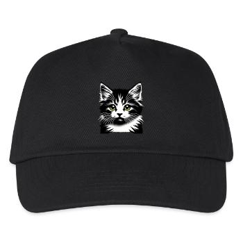 Liebevolles Katzengesicht - Kinder Basecap - Schwarz - Vorne