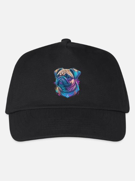 Mops Kopf - Kinder Basecap - Schwarz
