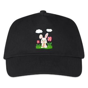 Süßes Kaninchen mit Möhre Hase Häschen Osterhase - Kinder Basecap - Schwarz - Vorne