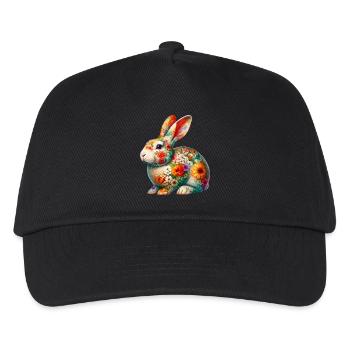 Rabbit decorated with flowers - Kids’ Baseball Cap - black - Front