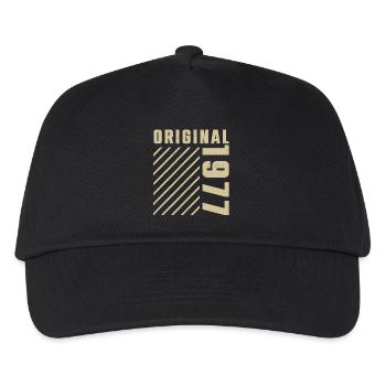 Original 1977 Authentischer Jahrgang Bursdag von 1977 - Kinder Basecap - Schwarz - Vorne