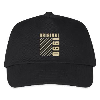 Original 1990 Authentisch 1990 Vintage Bursdag - Kinder Basecap - Schwarz - Vorne