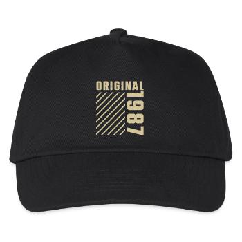 Original 1987 Authentischer Jahrgang Bursdag von 1987 - Kinder Basecap - Schwarz - Vorne