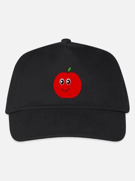Kawaii Apfel Kawaii Früchte Kawaii Obst - Kinder Basecap - Schwarz