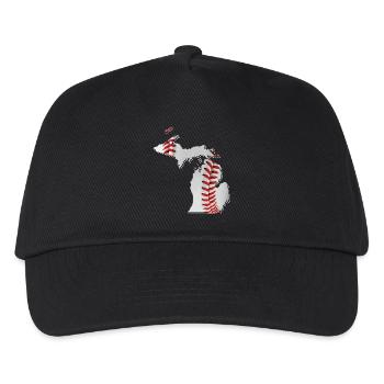 Michigan (USA) | echter Baseball | Landkarte - Kinder Basecap - Schwarz - Vorne