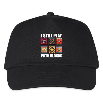 Lustiges Quilten. Ich spiele immer noch mit Blöcken. Quilt - Kinder Basecap - Schwarz - Vorne