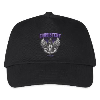 Consistent Gym Engel Design - Eat Sleep Gym Repeat - Kinder Basecap - Schwarz - Vorne