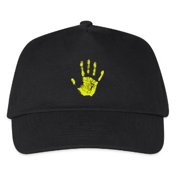 Handabdruck bemalte Identität Finger und Handfläche - Kinder Basecap - Schwarz - Vorne