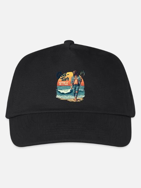 God Tier Style - Hipster Poseidon - Kinder Basecap - Schwarz