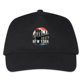 New York – Brooklyn Bridge und Skyline - Kinder Basecap - Schwarz - Vorne