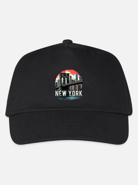 New York – Brooklyn Bridge und Skyline - Kinder Basecap - Schwarz