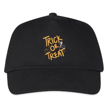 Creative Halloween design with pumpkin and skeleton - Kids’ Baseball Cap - black - Front