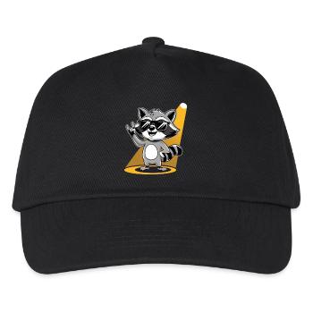 Retro Raccoon Rock Music - Kinder Basecap - Schwarz - Vorne