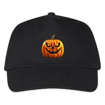 Kürbis böse Gesicht Halloween Böser Kürbis - Kinder Basecap - Schwarz - Vorne