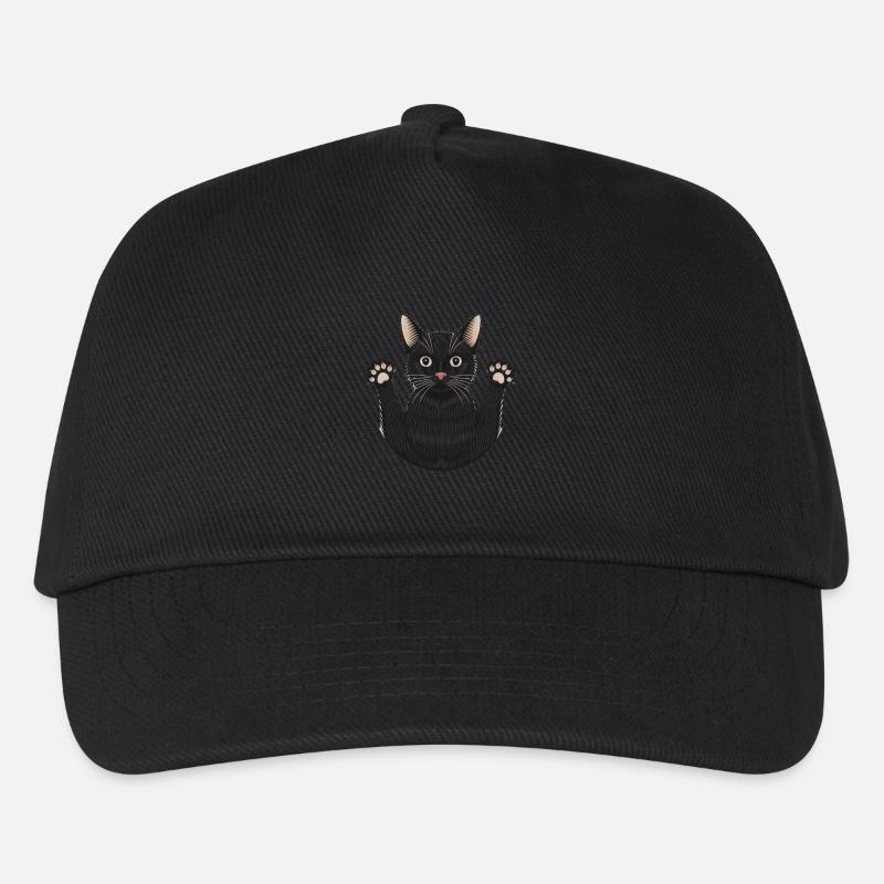 Mit Faden bestickte Katze - Kinder Basecap - Schwarz