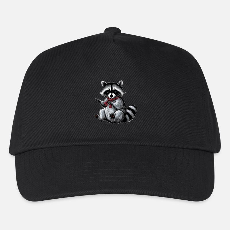 Waschbär bestickter Faden - Kinder Basecap - Schwarz