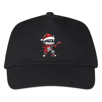 Cat Christmas Rocker Guitar - Kids’ Baseball Cap - black - Front