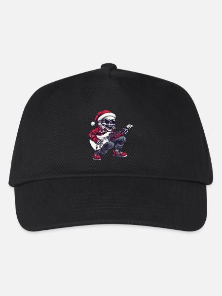 Santa Skelett Weihnachten Rocker Gitarre - Kinder Basecap - Schwarz