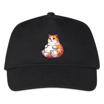Mollige Tabby Katze entspannende Illustration - Kinder Basecap - Schwarz - Vorne