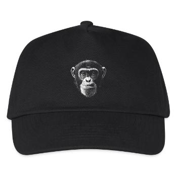 Schimpanse Portrait Wildlife Wildtier Dschungel - Kinder Basecap - Schwarz - Vorne