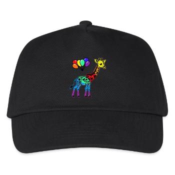 LGBT Gay Pride Giraffe Regenbogenfahne Regenbogen - Kinder Basecap - Schwarz - Vorne