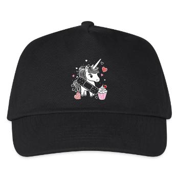 Einhorn mit Pflaster und Cupcake - Gute Besserung - Kinder Basecap - Schwarz - Vorne