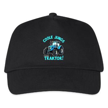 Coole Jungs fahren Traktor Trecker Junge - Kinder Basecap - Schwarz - Vorne