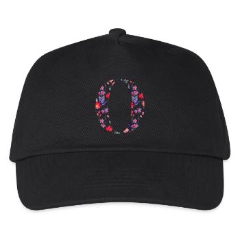 Personalisierter Blumenbrief o - Geschenkidee - Kinder Basecap - Schwarz - Vorne