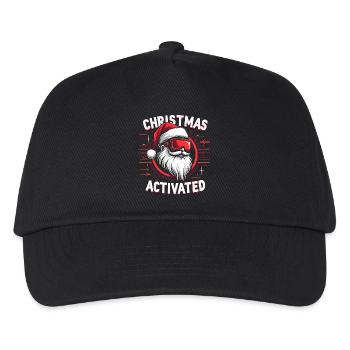 Christmas Mode - Weihnachtsmann mit Skibrille - Kinder Basecap - Schwarz - Vorne