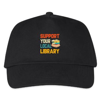 Unterstützung Bibliothek, Bibliotheksliebhaber - Kinder Basecap - Schwarz - Vorne