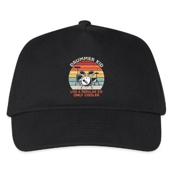 Drummer Kid wie ein normales Kind nur cooler - Kinder Basecap - Schwarz - Vorne