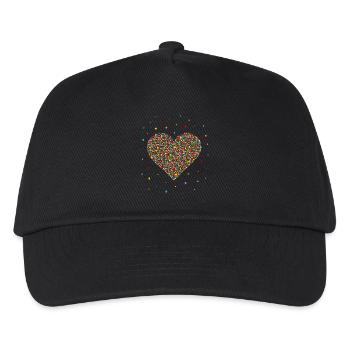 Konfetti Herz - Kinder Basecap - Schwarz - Vorne