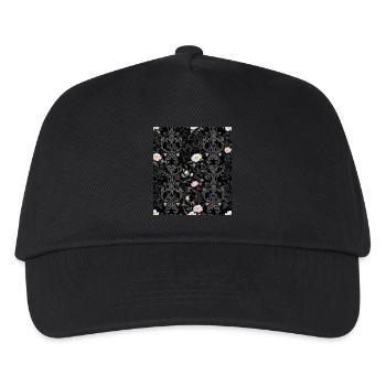 Florales Muster auf schwarzem Hintergrund - Kinder Basecap - Schwarz - Vorne