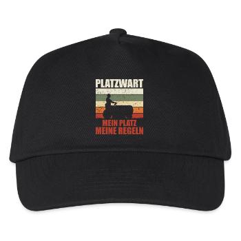 Platzwart Garten Rasenmäher Geschenk - Kinder Basecap - Schwarz - Vorne