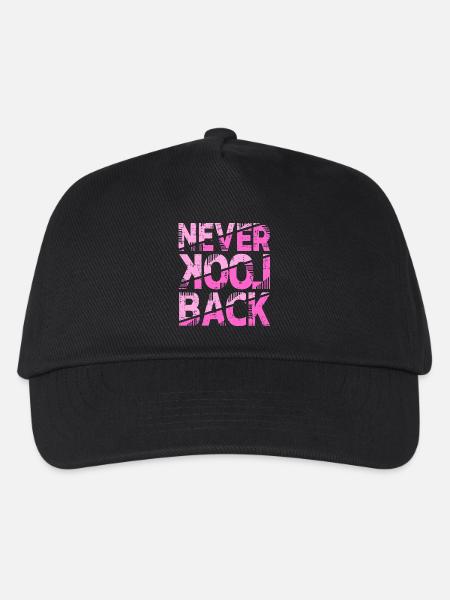 Never Look Back Motivationsdesign - Kinder Basecap - Schwarz